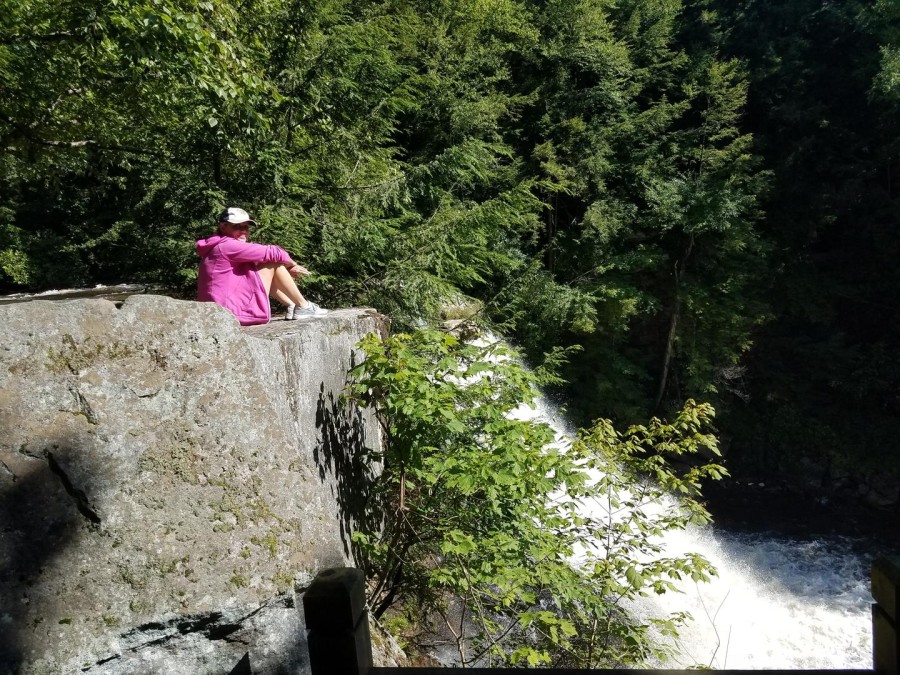Relaxing next to Muddy Creek Falls