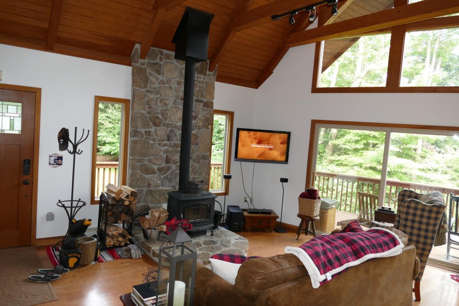 Great Room Wood stove. TV
